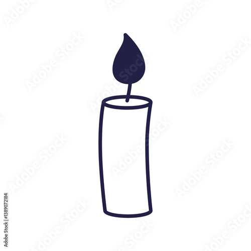 Burning Aroma candle isolated on white background. Hand drawn Vector illustration. Aroma candle icon, doodle style. Hand crafted candle. Flat design. Church candle