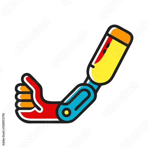 Prosthetic arm symbol depicting a vibrant and modern design for disability awareness