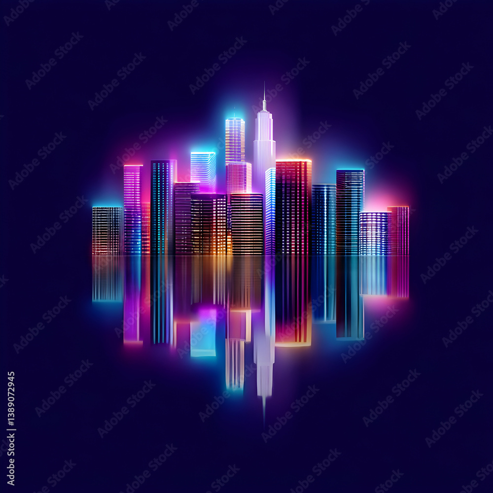 Vibrant Neon City Skyline at Night Vibrant Neon City Skyline at Night