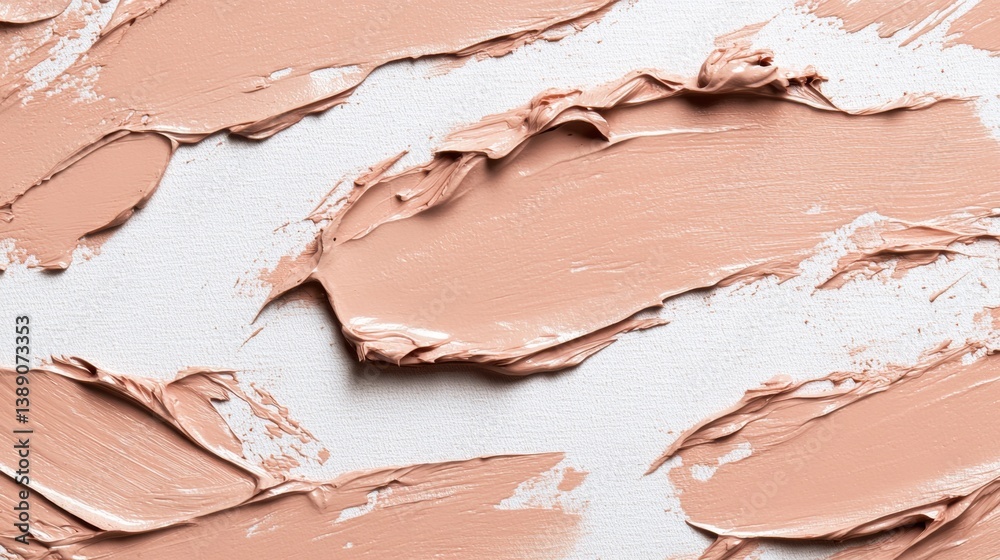 Delicate strokes of beige cream paint on textured white canvas for artistic background and cosmetic concept Delicate strokes of beige cream paint on textured white canvas for artistic background and cosmetic concept