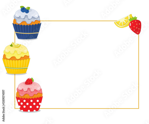 frame with cupcakes