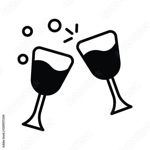 Visually appealing glyph icon showing wine cheers