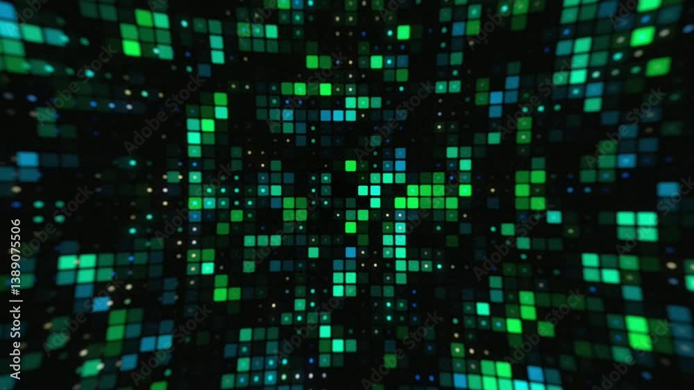 Abstract green blue and black digital high-tech technology background 4k