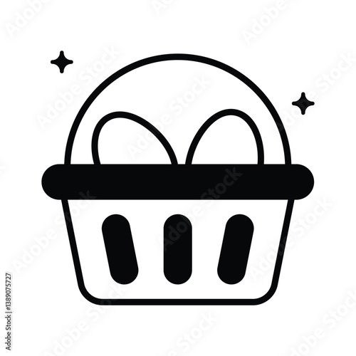 Here is a glyph icon of easter egg basket