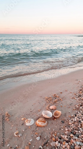 A stunning sea view with a sandy shore, showcasing a vibrant landscape with vivid colors. Tranquil waves meet golden sands under a breathtaking sky, perfect for travel and nature themes. 