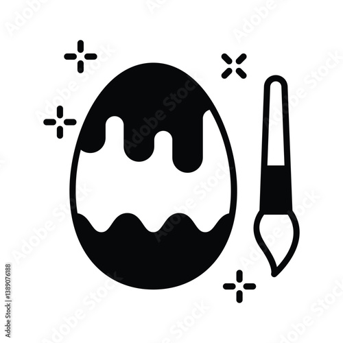 A handy glyph style icon depicting egg painting