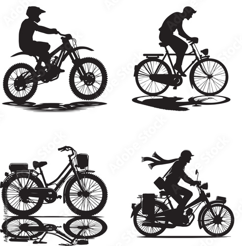 Silhouette of triathlete riding on bicycle