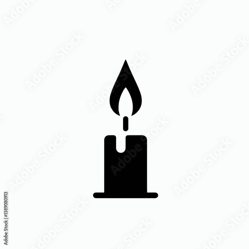very simple flat and single minimalist Candle Wick Silhouette in black on a white background