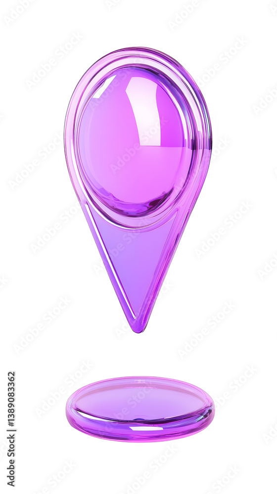 3D Illustration of a Glossy Purple Pin Icon Isolated on Transparent Background 3D Illustration of a Glossy Purple Pin Icon Isolated on Transparent Background