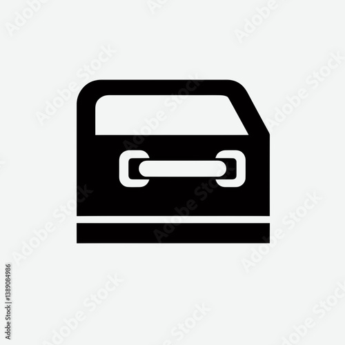 very simple flat and single minimalist Car Door Handle Silhouette in black on a white background