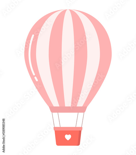 Hot air balloon.Cute balloon in pastel colors with heart.