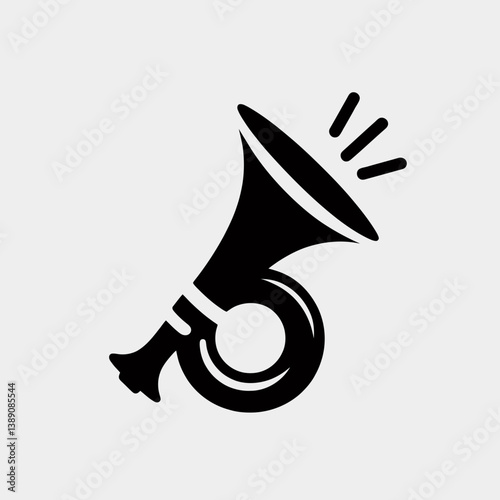 very simple flat and single minimalist Car Horn Silhouette in black on a white background