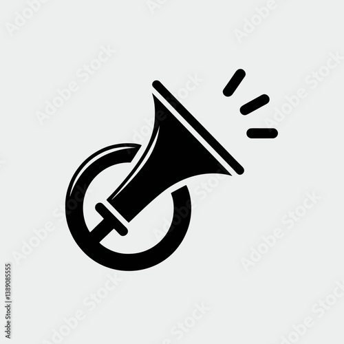 very simple flat and single minimalist Car Horn Silhouette in black on a white background
