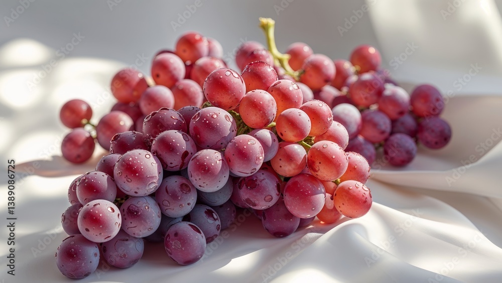Red Grape Cluster Still Life on White Surface. Red Grape Cluster Still Life on White Surface.