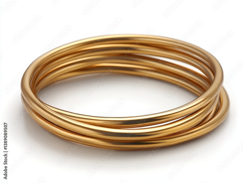 Elegant gold bangles stacked in a circle on a clean white background casting soft shadows for jewelry design Elegant gold bangles stacked in a circle on a clean white background casting soft shadows for jewelry design