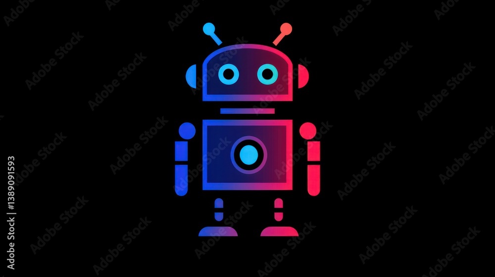 Naklejka premium Innovative technology logo featuring robot design digital art creation futuristic environment creative perspective