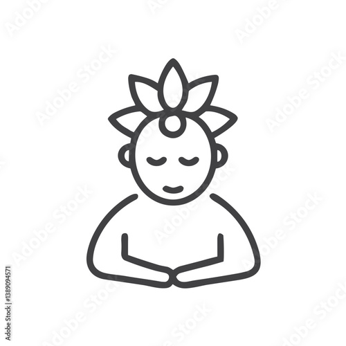 Mindfulness Icon with Person Meditating for Meditation Apps, Mental Wellness Websites, Stress Management Resources and Mindful Practice Content
