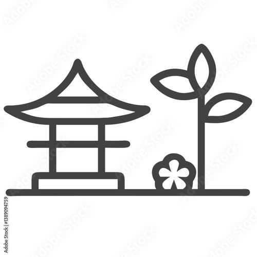 Zen Garden Icon for Meditation Apps, Japanese Culture Websites, Landscape Design Blogs, Spiritual Retreat Materials, Mindfulness Practices, and Tranquility Resources