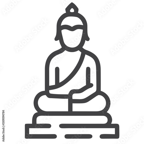 Buddha Statue Icon for Meditation Apps, Spiritual Websites, Yoga Studios, Mindfulness Blogs and Educational Resources on Eastern Philosophy