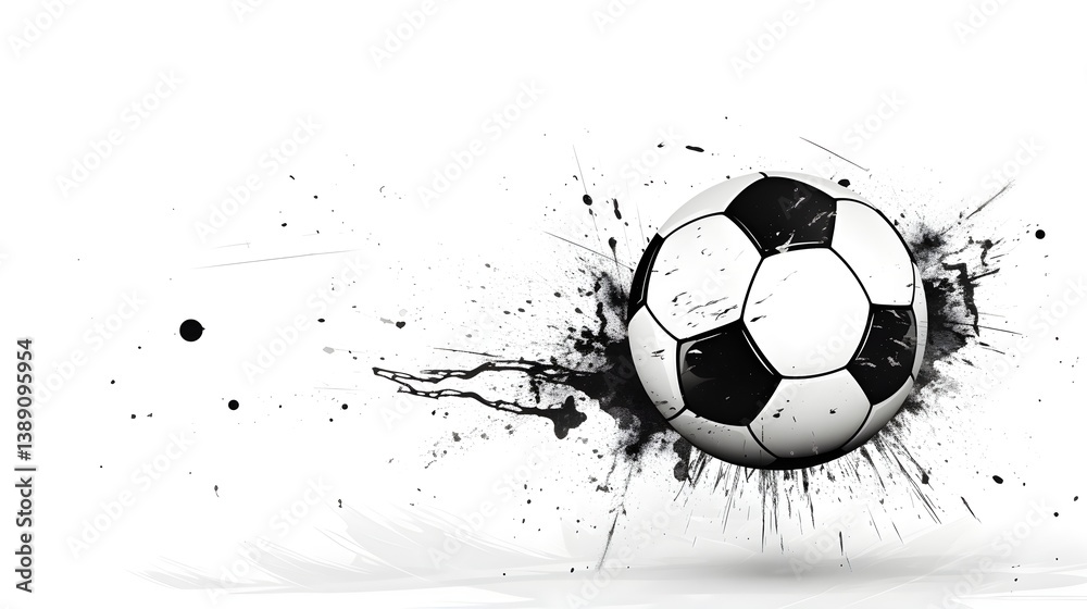 Fototapeta premium Dynamic Soccer Ball Action Ink Splash Graphic Design Sports Background