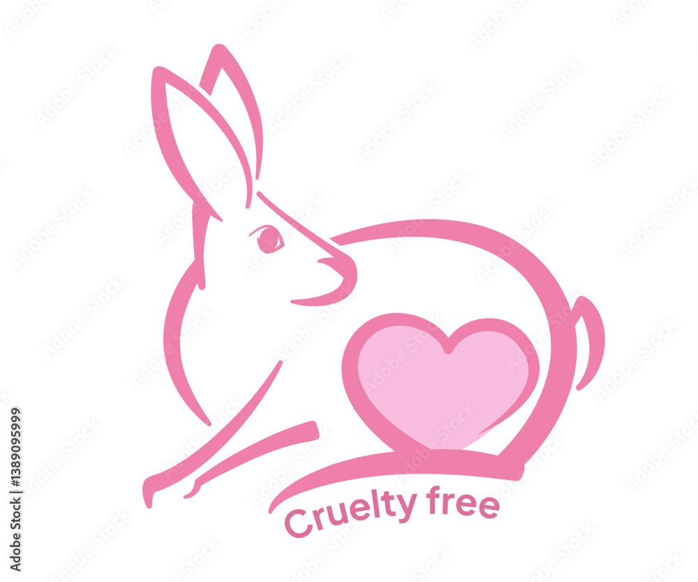Obraz premium Pink bunny with heart promoting cruelty free products
