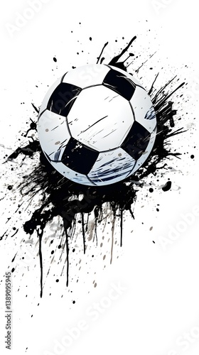 Dynamic Soccer Ball Graphic Design Ink Splatter Abstract Sport Illustration