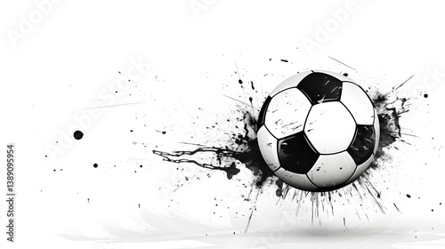 Dynamic Soccer Ball Action Ink Splash Graphic Design Sports Background