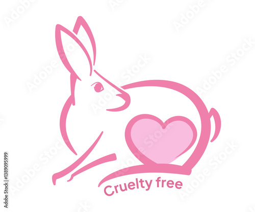 Pink bunny with heart promoting cruelty free products