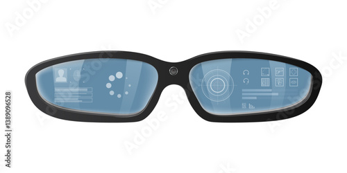 Smart glasses displaying futuristic augmented reality interface
