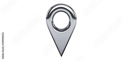 3D Rendered Silver Location Pin Icon on Transparent Background Illustration