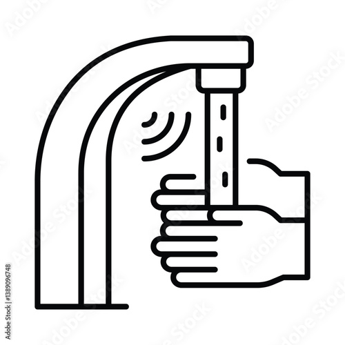 Smart Water Tap vector outline icon. EPS 10 file