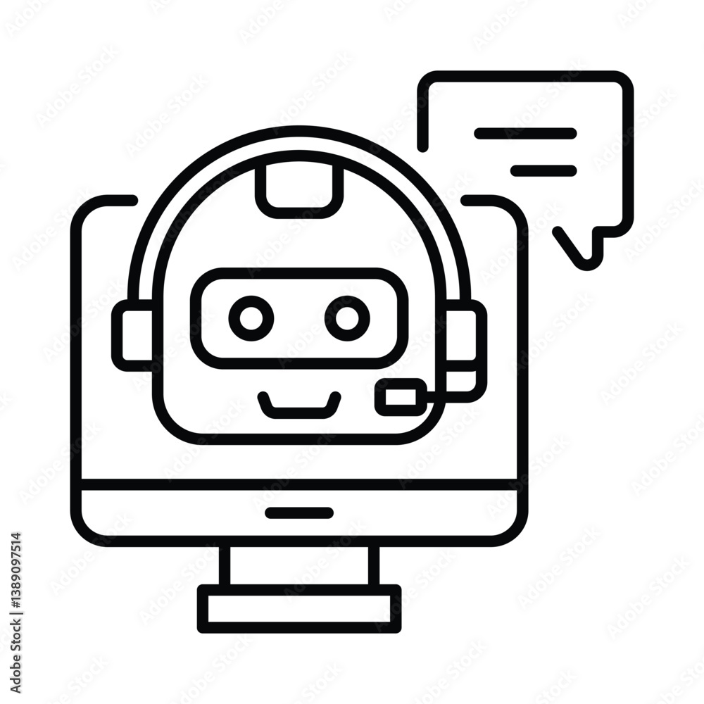 Chat bot vector outline icon. EPS 10 file Chat bot vector outline icon. EPS 10 file