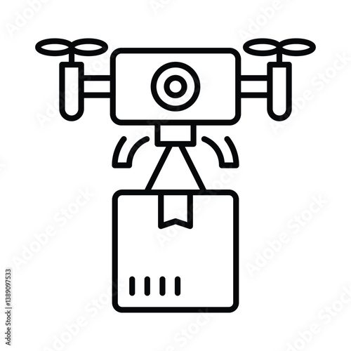 Drone Delivery vector outline icon. EPS 10 file