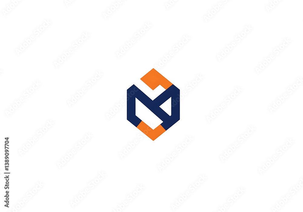 Abstract Hexagon Logo Design with Blue and Orange Geometric Shapes Abstract Hexagon Logo Design with Blue and Orange Geometric Shapes