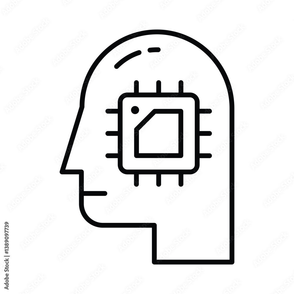 Brain Processor vector outline icon. EPS 10 file Brain Processor vector outline icon. EPS 10 file