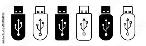 Flash disk sign and symbol. Usb icon vector. Flash disk icon. USB pendrive vector icon set.