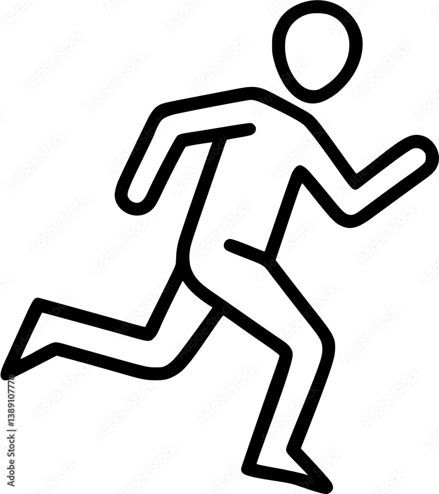 Running person in outline icon style, Body Movements theme. Running person in outline icon style, Body Movements theme.