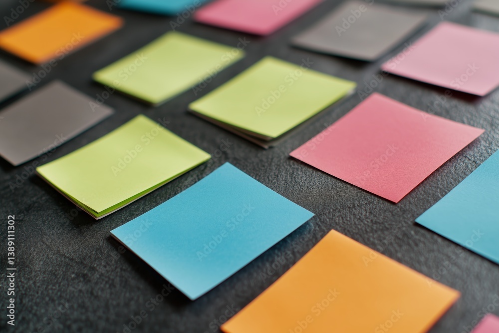 Fototapeta premium Sticky notes brimming with ideas fuel the creativity of a web designer during their workflow