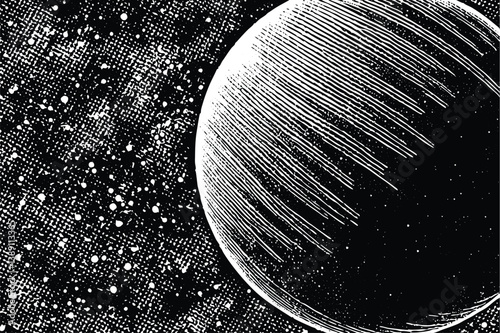 planet with halftone stipple effect" vector illustration, aimed at a grunge punk Y2K collage design with a grainy photocopy texture