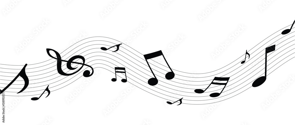 Music notes wave isolated, group musical notes background for stock. Music notes icon set, Music notes symbol, vector illustration in eps 10. Music notes wave isolated, group musical notes background for stock. Music notes icon set, Music notes symbol, vector illustration in eps 10.