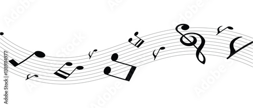 Music notes wave isolated, group musical notes background for stock. Music notes icon set, Music notes symbol, vector illustration in eps 10.