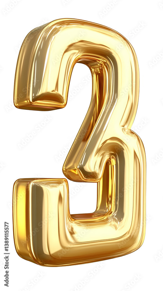 3D Render Of Golden Three Balloon Isolated On Transparent Background 3D Render Of Golden Three Balloon Isolated On Transparent Background