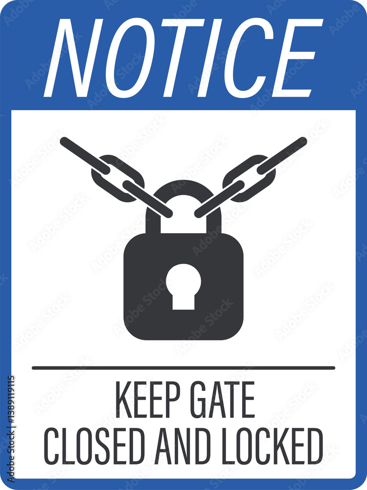 Naklejka premium Notice label of a door with a key, symbolizing door and gate security, urging always locking doors