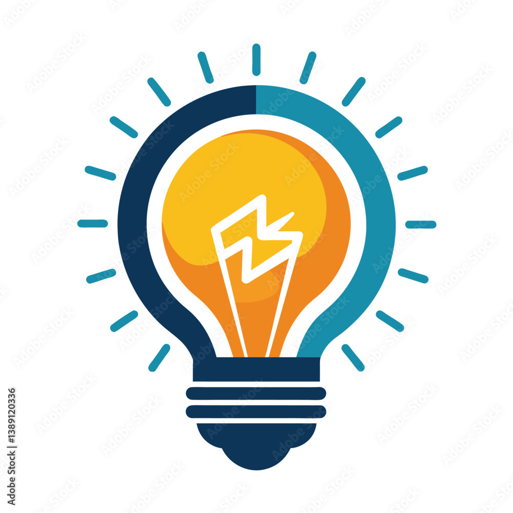 A simple, stylized illustration of a lightbulb with a blue and yellow color scheme and a lightning bolt inside. A simple, stylized illustration of a lightbulb with a blue and yellow color scheme and a lightning bolt inside.