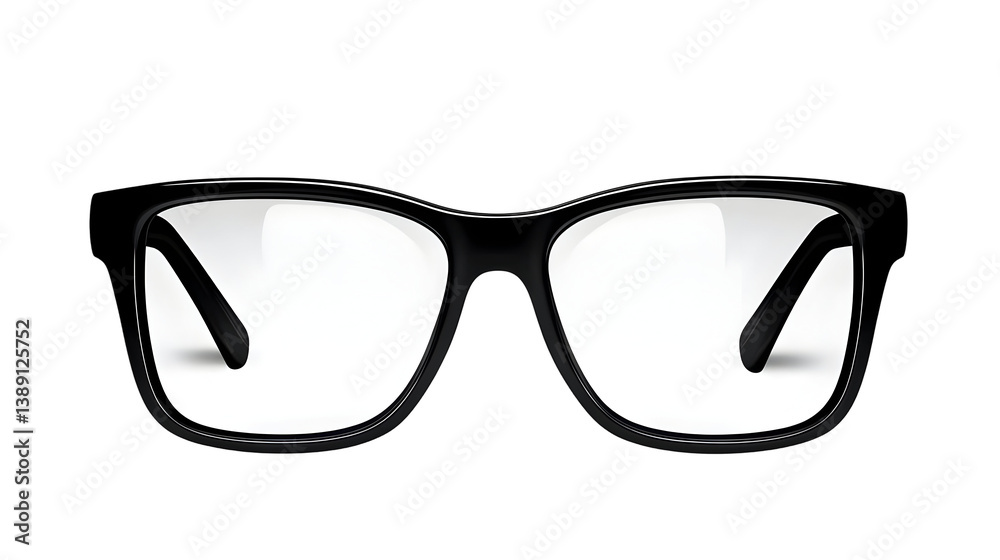 Fototapeta premium Black Glasses Illustration With Transparent Lenses Fashion Eyewear Accessory