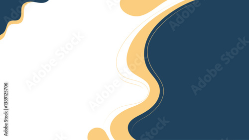 Vector illustration abstract background with dark blue and yellow geometric shapes, dots, and lines for presentation