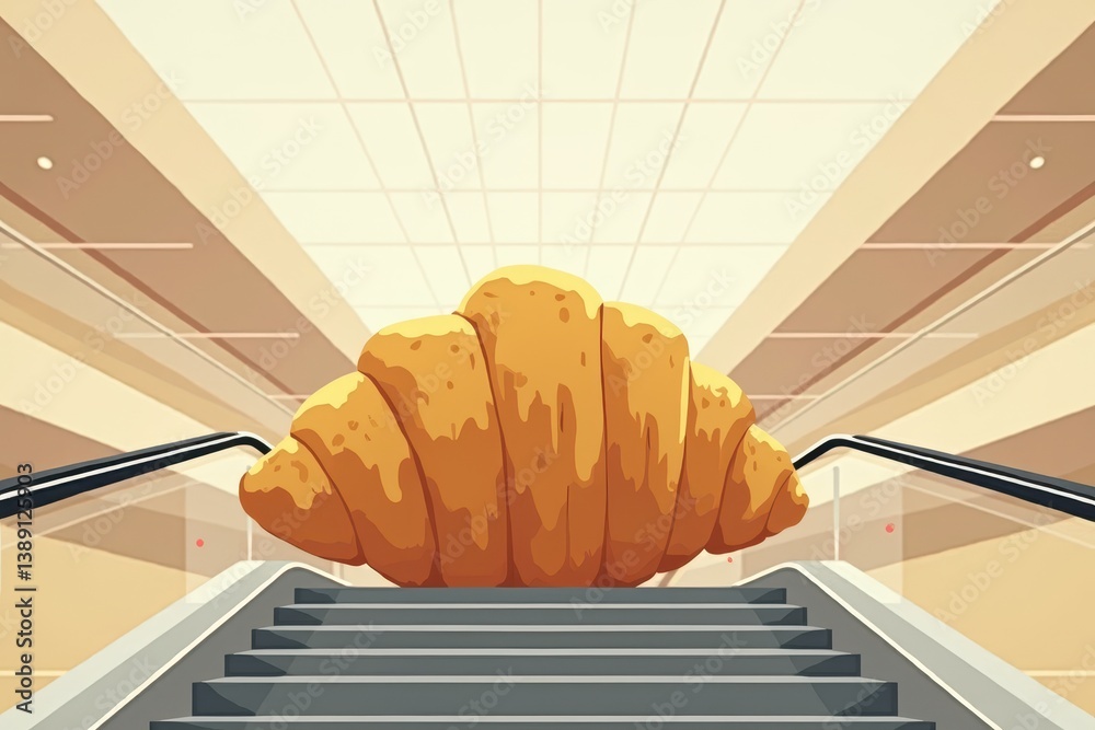 Giant croissant on modern escalator art
