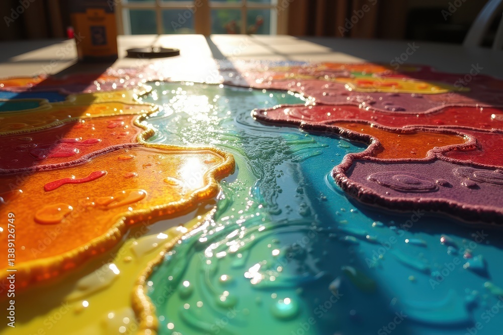 Colorful puzzle pieces illuminated sunlight