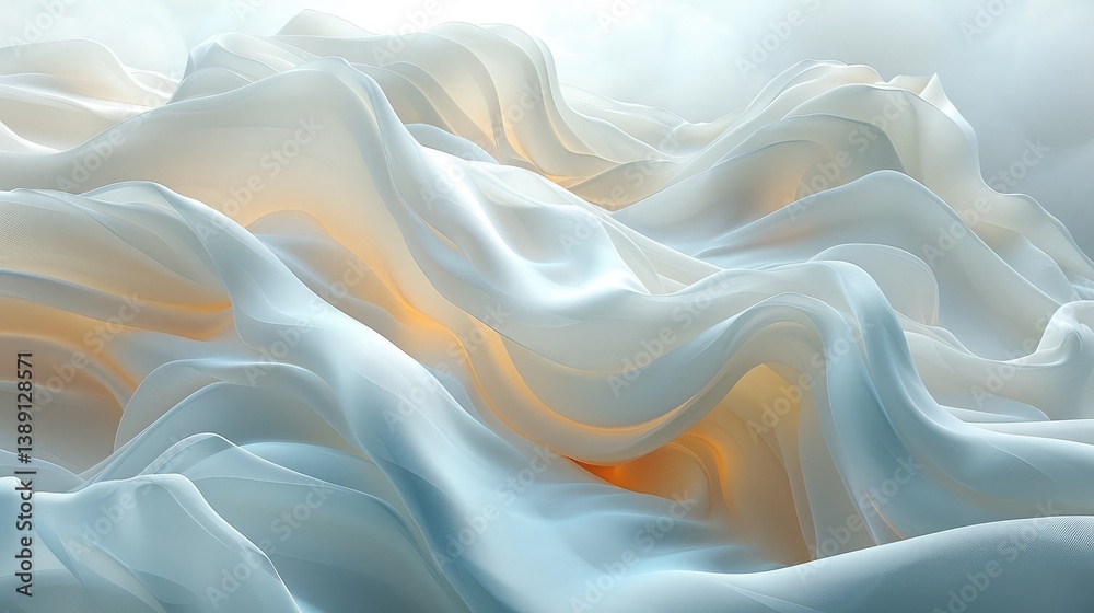 Obraz premium A cloud-like abstract white background with soft and subtle light waves