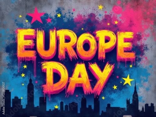 Urban Graffiti-Style Europe Day Poster for Youth